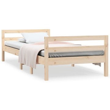 Vidaxl Posteljni okvir brez vzmetnice 90x190 cm trdna borovina