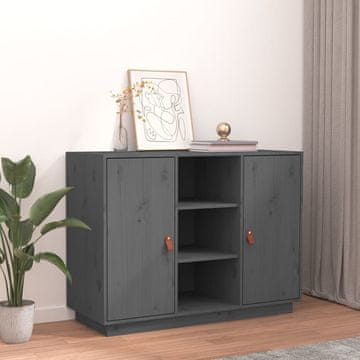 Vidaxl vidaXL Predalnik, siv, 100x40x75 cm, masiven borov les