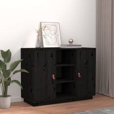 Vidaxl Komoda črna 100x40x75 cm trdna borovina