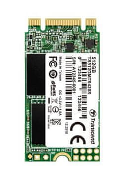 Transcend MTS430S 512GB M.2 SSD, 2242 SATA III 6Gb/s (3D TLC), 560MB/s R, 500MB/s W