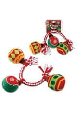 GiGwi Božična igrača za pse Vrv z žogicami 32cm