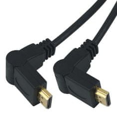 PremiumCord Kabel HDMI A - HDMI A M/M 2 m, vrtljivi pozlačeni priključki