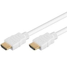 PremiumCord HDMI High Speed + Ethernet kabel, bel, pozlačeni konektorji, 10 m