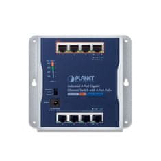 Planet industrijsko plosko stikalo 8x 1Gb, 4x PoE 30/60W, 48-56V, IP30, -20/60 stopinj, brez ventilatorja