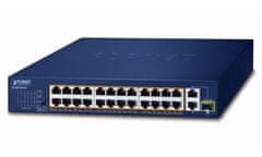 Planet FGSD-2621P PoE stikalo, 24x100M + 1x1Gb RJ45 + 1xSFP, PoE 802.3at 185W, način razširitve 10Mb-250m