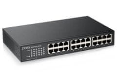 Zyxel GS1100-24E, 24-portno stikalo 10/100/1000Mbps Gigabit Ethernet v3, brez ventilatorja, namizno