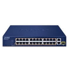Planet FGSD-2621P PoE stikalo, 24x100M + 1x1Gb RJ45 + 1xSFP, PoE 802.3at 185W, način razširitve 10Mb-250m