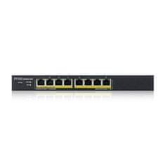 Zyxel GS1900-8HP v3, 8-portno pametno stikalo GbE L2 PoE, 802.3at, namizno, brez ventilatorja, 70 W