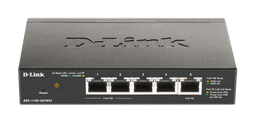 D-Link DGS-1100-05PDV2 5-portno gigabitno pametno upravljano stikalo PoE z 1 vhodom PD