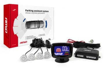 AMIO Parkirni senzorji PDC z grafičnim LED prikazovalnikom 4 senzorji srebrni