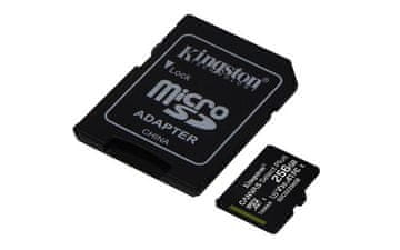 KINGSTON Pomnilniška kartica microSDXC CANVAS Plus 256 GB, 150 MB/s branje, hitrostni razred UHS-I, U1, V10, A1