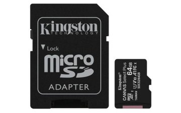 KINGSTON 64 GB microSDXC CANVAS Plus pomnilniška kartica, 100 MB/s branje, hitrostni razred UHS-I, U1, V10, A1 (64 GB)