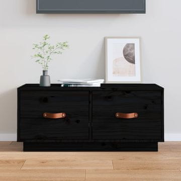 Vidaxl vidaXL TV omarica črna 80x34x35 cm masivni borov les