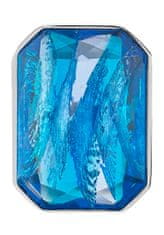 Preciosa Luksuzni jekleni prstan z ročno stiskanim kamnom iz češkega kristala Preciosa Ocean Aqua 7446 67 (Obseg 53 mm)