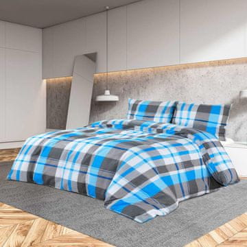 Vidaxl Posteljnina modra in siva 155x220 cm bombaž