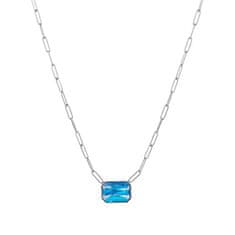 Preciosa Jeklena ogrlica z ročno stiskanim češkim kristalom Preciosa Ocean Aqua 7444 67