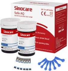 Sinocare komplet 50 nadomestnih trakov + 50 lancet za glukometer Safe AQ Smart