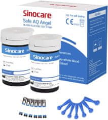 Sinocare komplet 50 nadomestnih trakov + 50 lancet za glukometer Safe AQ Angel