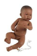 Llorens 45004 NEW BORN BABY - realistična črna lutka dojenčka z vinilnim telesom - 45 cm
