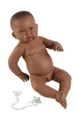 Llorens 45003 NEW BORN BOY - realistična črna lutka dojenčka s celuloidnim telesom - 45 cm