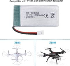 2pcs Polnilna lipo baterija (3.7v, 1200mAh Lipo) za RC dronov Syma X5SC X5SW Quadcopters