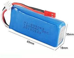 YUNIQUE GREEN-CLEAN 2 kosov polnilne lipo baterije (7.4V 1200 mAh) za RC dronov štirikopterji MJX X101, Yizhan X6 Tarantula, JJRC H16