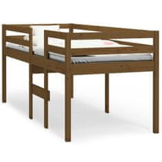 Vidaxl Visoka postelja medeno rjava 90x200 cm trdna borovina