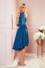 Numoco Ženska čipkasta obleka Nicolle morsko modra L