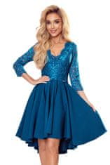 Numoco Ženska čipkasta obleka Nicolle morsko modra XL