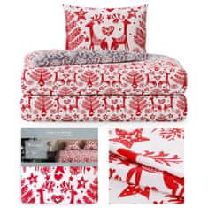 FLHF Snuggy rdeča tiskana božična posteljnina 155x200_80x80*1 AmeliaHome