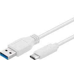 USB-C/male - USB 3.0 A/Male, bel, 0,5 m