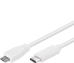 PremiumCord USB-C/male - USB 2.0 Micro-B/Male, bel, 0,6 m