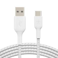 Belkin pleteni kabel USB-C - USB-A, 2 m, bel