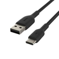 Belkin pleteni kabel USB-C - USB-A, 1 m, črn