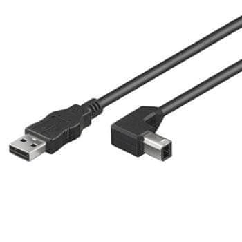 Kabel USB 2.0, A-B, 1 m z 90° ukrivljenim priključkom USB-B