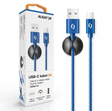 Aligator PREMIUM Podatkovni kabel 2A, USB-C, modri