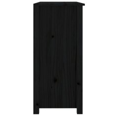 Vidaxl Komoda črna 100x35x74 cm trdna borovina