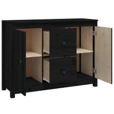 Vidaxl Komoda črna 100x35x74 cm trdna borovina