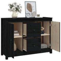 Vidaxl Komoda črna 100x35x74 cm trdna borovina