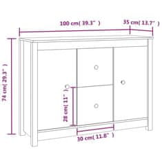 Vidaxl Komoda medeno rjava 100x35x74 cm trdna borovina