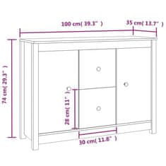 Vidaxl Komoda siva 100x35x74 cm trdna borovina