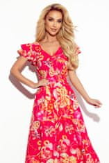 Numoco Ženska cvetlična obleka Lidia roza XL