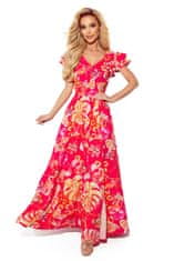 Numoco Ženska cvetlična obleka Lidia roza S