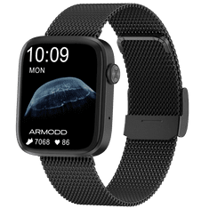ARMODD Squarz 11 Pro črna s kovinskim paščkom + silikonski pašček, pametna ura