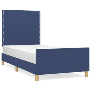 Vidaxl posteljni okvir brez vzmetnice Modra 100x200 cm Tkanina