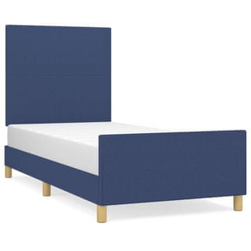 Vidaxl posteljni okvir brez vzmetnice Modra 90x200 cm Tkanina