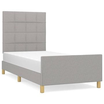 Vidaxl Posteljni okvir brez vzmetnice svetlo siv 90x190 cm blago