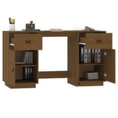 Vidaxl Pisalna miza z omaricama med. rjava 135x50x75 cm trdna borovina