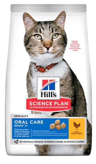 Hill's Adult Oral Care suha hrana za mačke, piščanec, 1,5 kg