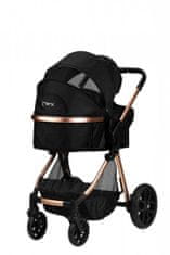 MoMi kombinirani otroški voziček LIMURU 2v1, črn